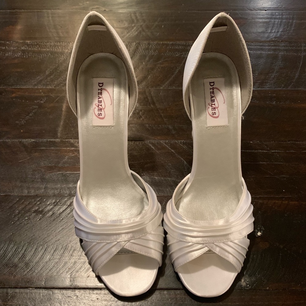 White satin bridal heels
